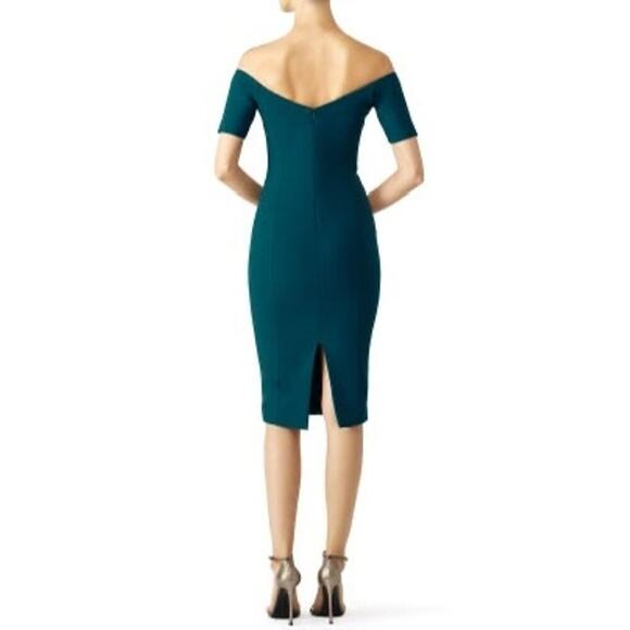 CINQ A SEPT Teal Jolie Off The Shoulder Sheath Bodice Fully Lined Dress Size 6 - Picture 3 of 11